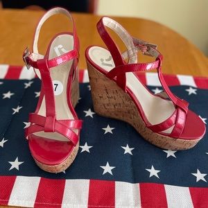 Report Red Wedge Sandals